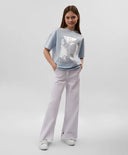 Tricou oversize pentru fată cu decorațiune din paiete transparente, albastru, Gulliver