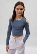 Скъсена синя блуза с дълъг ръкав от Gulliver