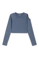 Скъсена синя блуза с дълъг ръкав от Gulliver