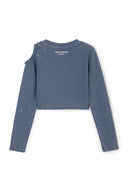 Скъсена синя блуза с дълъг ръкав от Gulliver