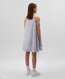 Sărafan pentru copii, albastru, cu siluetă trapez, din batistă, cu decor din paiete, Gulliver.