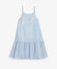 Sărafan pentru copii, albastru, cu siluetă trapez, din batistă, cu decor din paiete, Gulliver.