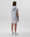 Rochie pentru copii, din tricot, cu glugă, de formă dreaptă și liberă, fără mâneci, albastră, Gulliver.