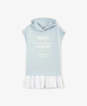 Rochie pentru copii, din tricot, cu glugă, de formă dreaptă și liberă, fără mâneci, albastră, Gulliver.