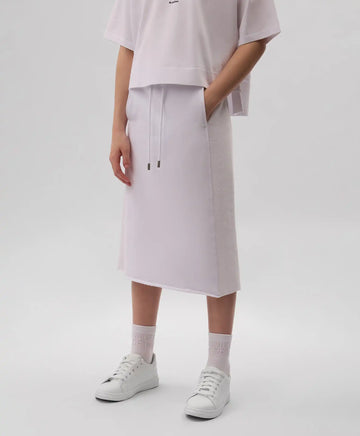 Fustă tricotată albă, cu talie medie și inserții reiate, Gulliver