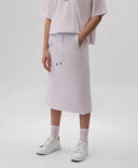 Fustă tricotată albă, cu talie medie și inserții reiate, Gulliver