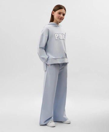 Pantaloni palazzo pentru fată, din footer, albaștri, Gulliver