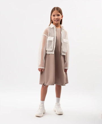 Jachetă pentru fete din plasă cremă Gulliver