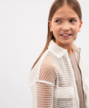 Jachetă pentru fete din plasă cremă Gulliver