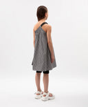 Sărafan textil pentru copii, cu croi asimetric și un umăr descoperit, combinat, Gulliver.