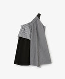 Sărafan textil pentru copii, cu croi asimetric și un umăr descoperit, combinat, Gulliver.