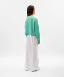 Pantaloni tip „tub” pentru fată, din tricot, cu detalii detașabile, albi, Gulliver