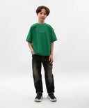 Tricou oversize pentru băiat, verde, cu imprimeu pe spate, Gulliver
