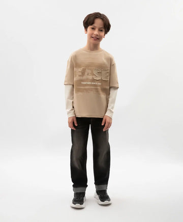 Longsleeve pentru băieți cu imitație de straturi bej Gulliver