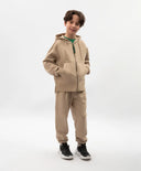 Hanorac deschis cu glugă pentru băieți din material de bumbac bej Gulliver