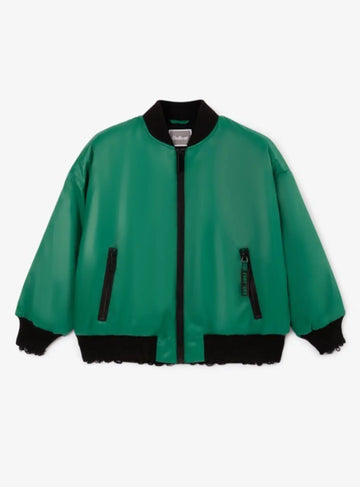 Geacă bomber căptușită pentru băiat din material impermeabil verde Gulliver