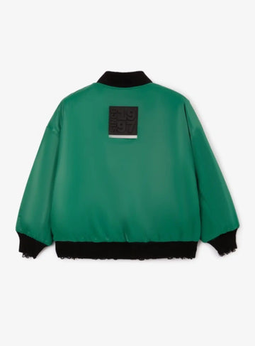 Geacă bomber căptușită pentru băiat din material impermeabil verde Gulliver