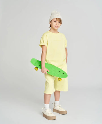 Tricou de bază pentru copii, galben, cu mânecă scurtă, Button Blue