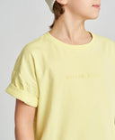 Tricou de bază pentru copii, galben, cu mânecă scurtă, Button Blue