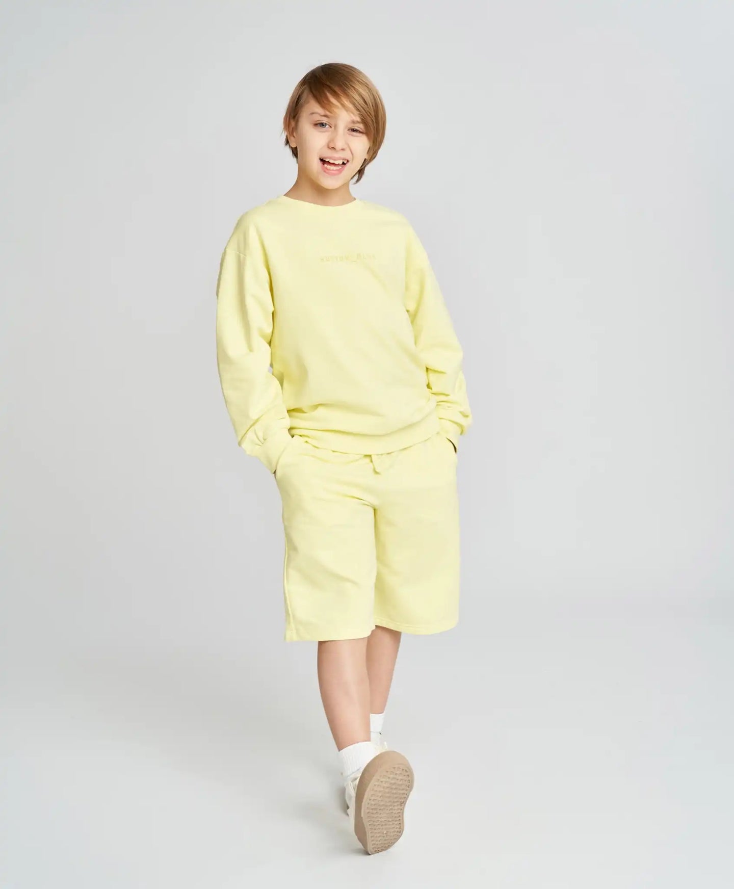 Hanorac de bază pentru copii galben Button Blue