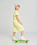 Pantaloni scurți drepți pentru copii, bazați, cu talie elastică, galbeni, Button Blue