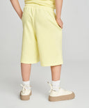 Pantaloni scurți drepți pentru copii, bazați, cu talie elastică, galbeni, Button Blue