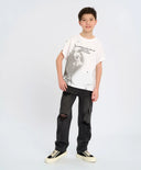 Tricou cu mânecă scurtă pentru băiat, alb, cu imprimeu, Button Blue