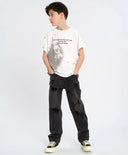 Tricou cu mânecă scurtă pentru băiat, alb, cu imprimeu, Button Blue