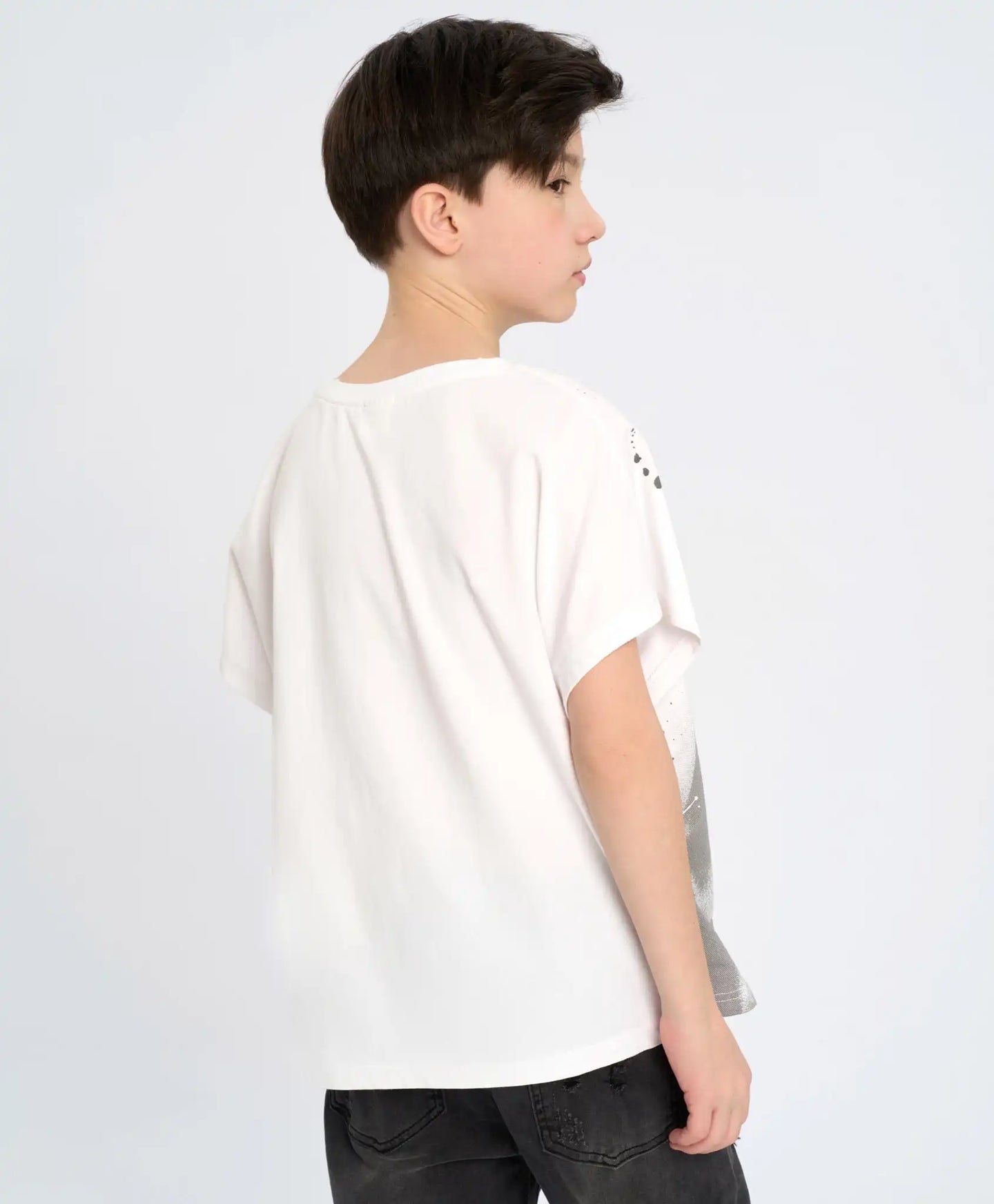 Tricou cu mânecă scurtă pentru băiat, alb, cu imprimeu, Button Blue