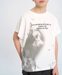 Tricou cu mânecă scurtă pentru băiat, alb, cu imprimeu, Button Blue