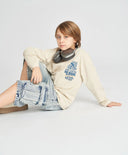 Longsleeve pentru băieți alb-crem cu imprimeu Button Blue