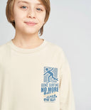 Longsleeve pentru băieți alb-crem cu imprimeu Button Blue