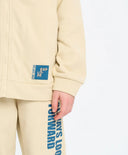 Hanorac cu fermoar, glugă și imprimeu alb-cremos pentru copii Button Blue