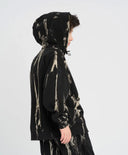 Hanorac pentru copii negru oversized cu glugă și efect tie-dye Button Blue