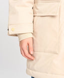 Parka pentru copii, sezon intermediar cu glugă, albă, Button Blue