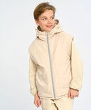 Vestă izolată pentru copii, cu glugă, alb-lăptos, Button Blue