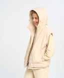 Vestă izolată pentru copii, cu glugă, alb-lăptos, Button Blue