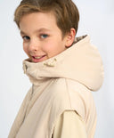 Vestă izolată pentru copii, cu glugă, alb-lăptos, Button Blue