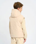 Vestă izolată pentru copii, cu glugă, alb-lăptos, Button Blue