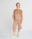 Pantaloni scurți lungi pentru copii, cu talie elastică, bej, Button Blue