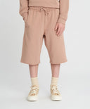 Pantaloni scurți lungi pentru copii, cu talie elastică, bej, Button Blue