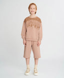 Pantaloni scurți lungi pentru copii, cu talie elastică, bej, Button Blue