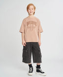 Bermude din denim pentru copii, gri, cu tiv rupt, Button Blue