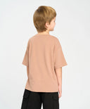 Tricou cu mânecă scurtă pentru băiat, maro, oversize, cu imprimeu, Button Blue