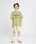 Tricou cu mânecă scurtă pentru băiat, verde, oversize, cu imprimeu, Button Blue