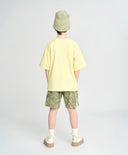 Tricou cu mânecă scurtă pentru băiat, galben, oversize, cu imprimeu, Button Blue
