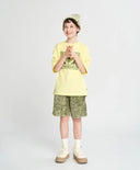 Tricou cu mânecă scurtă pentru băiat, galben, oversize, cu imprimeu, Button Blue