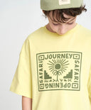 Tricou cu mânecă scurtă pentru băiat, galben, oversize, cu imprimeu, Button Blue