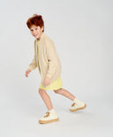 Bomber pentru copii oversized cu imprimeu alb-cremos Button Blue