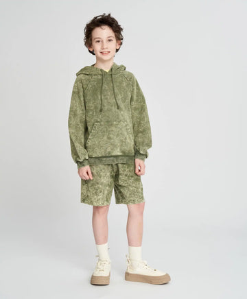 Pantaloni scurți pentru băiat, verzi, cu talie elastică, Button Blue